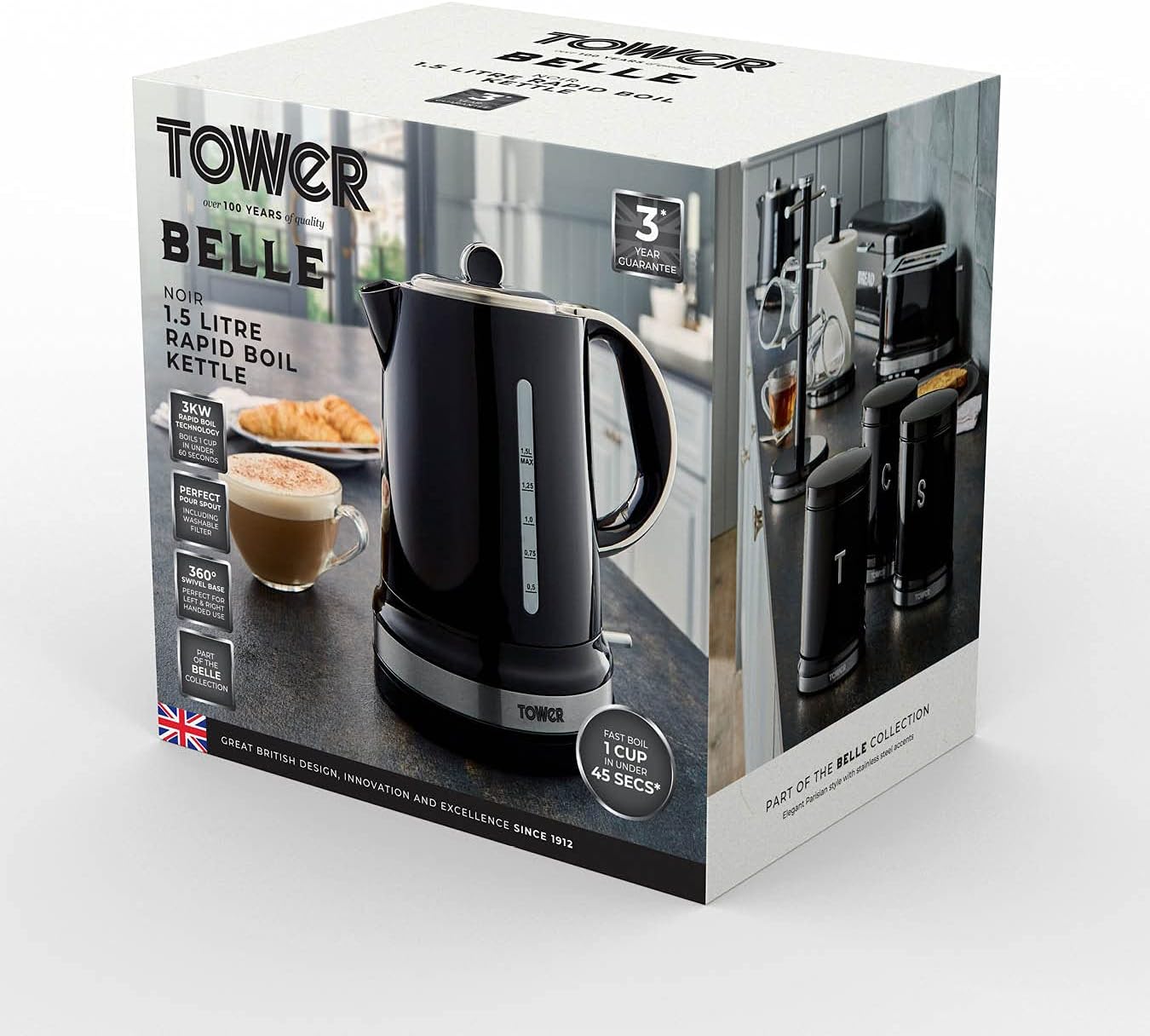 Tower Belle Kettle Rapid Boil T10049NOR (Black Noir)