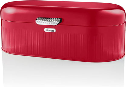 Swan Retro Bread Bin & Canisters Kitchen Matching Set (Red)