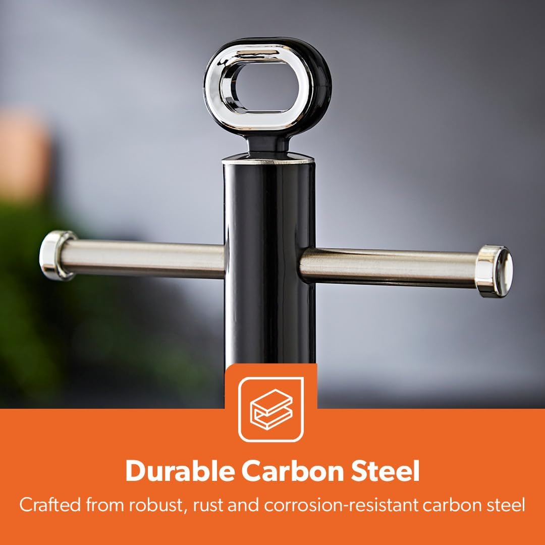GEEPAS Retrovive Mug Tree & Towel Pole Set GCS63083UK-BK (Black)