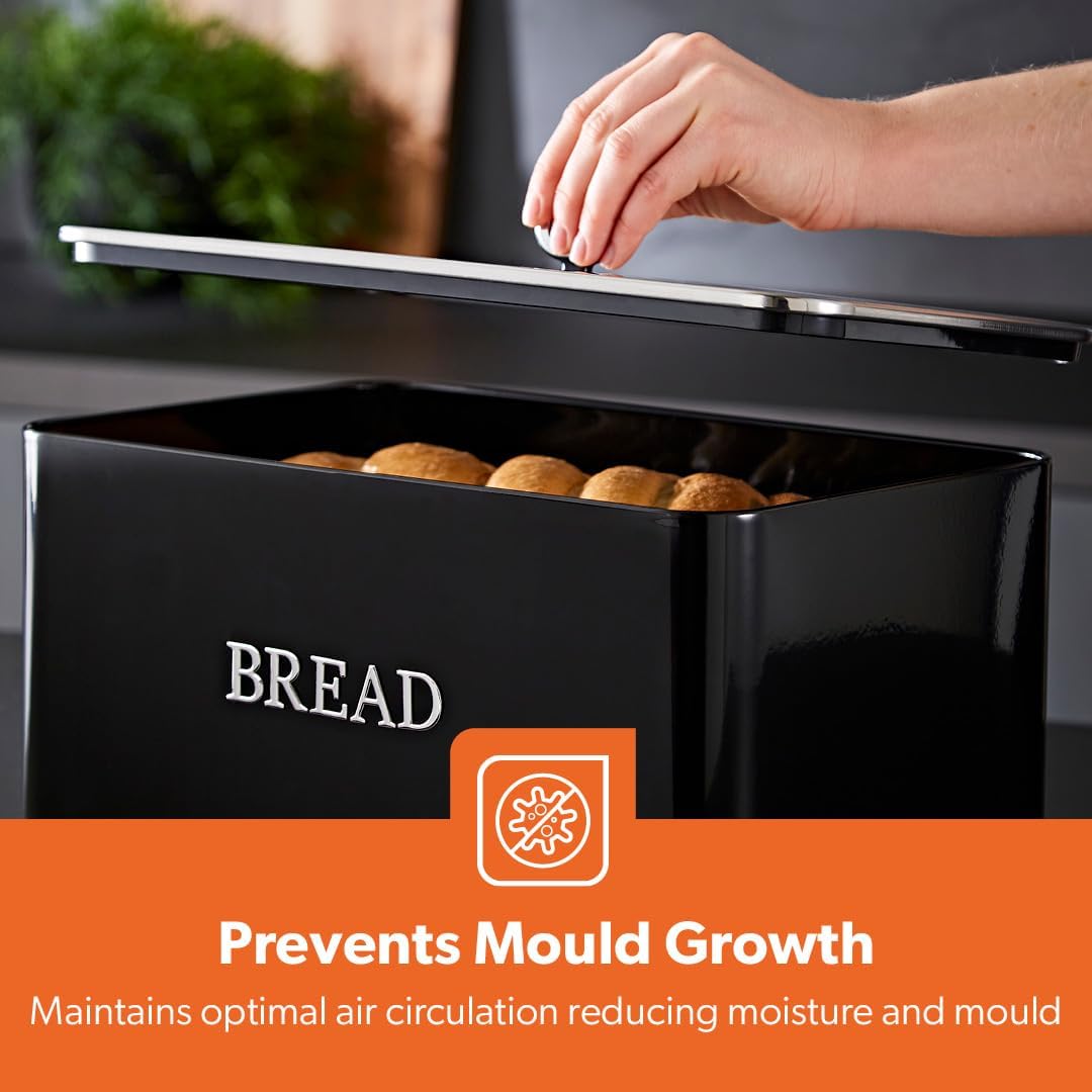 GEEPAS Retrovive 13L Bread Bin GCS63081UK-BK (Black)
