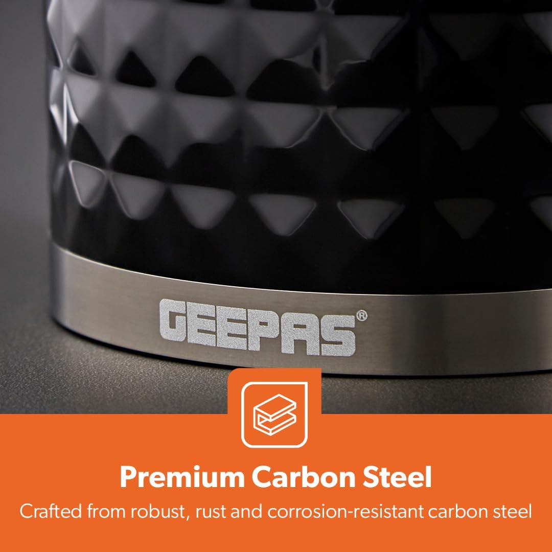 GEEPAS Argyle Tea, Coffee & Sugar Canisters Set GCS63085UK-BK (Black)