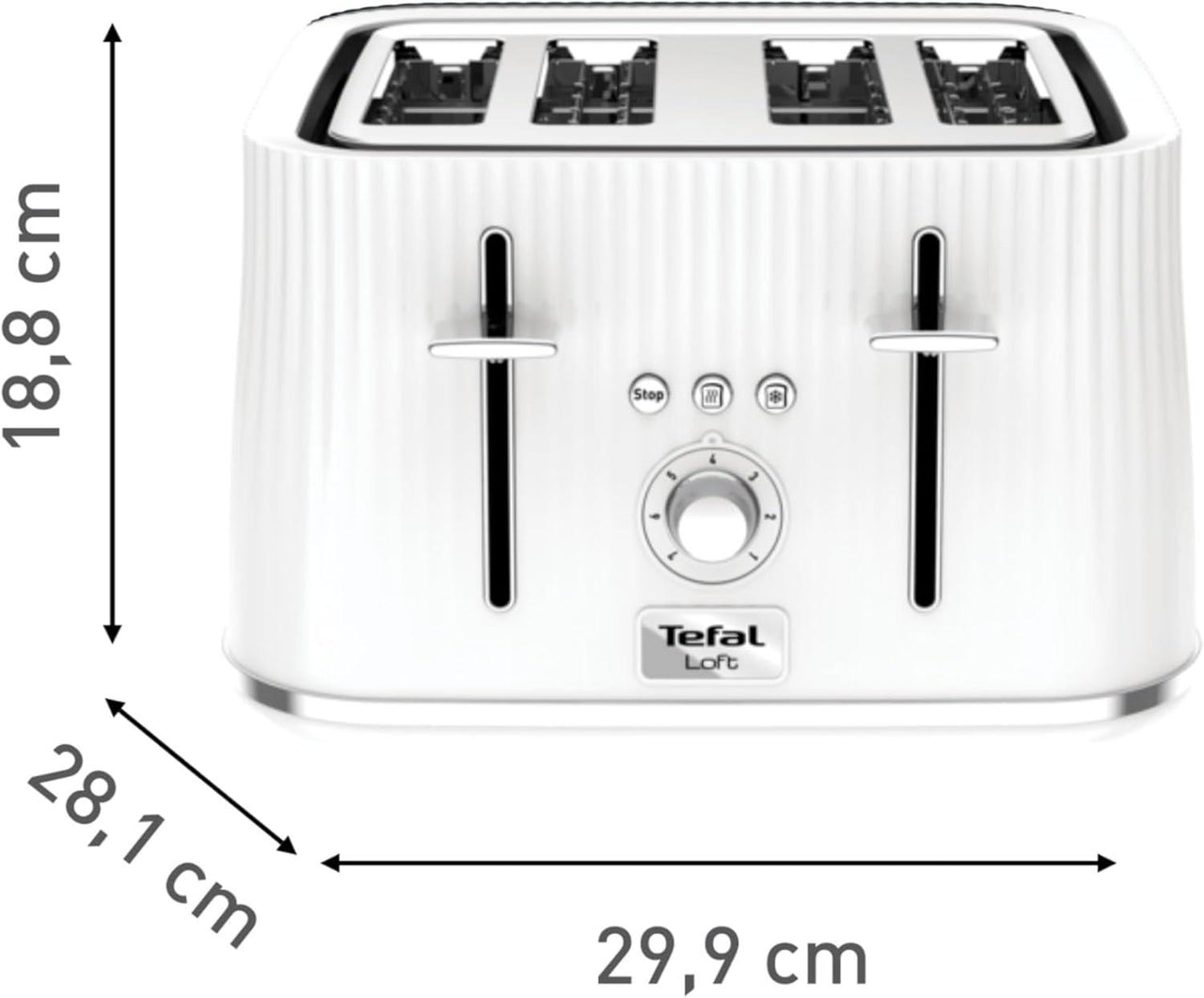 Tefal Loft 4 Slice Toaster TT760140 (White).