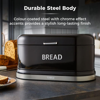 Tower Belle Bread Bin Metal T826170NOR - Black Noir