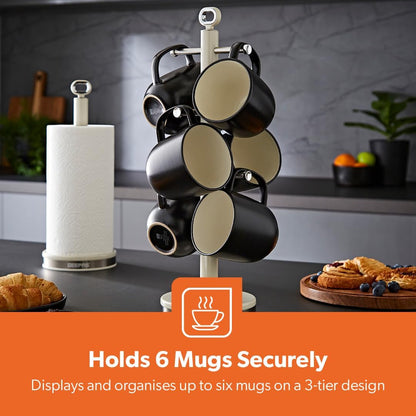 GEEPAS Retrovive Mug Tree & Towel Pole Set GCS63083UK-CR (Cream)