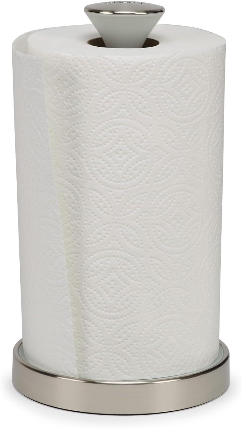 Joseph Joseph Grey Push & Tear Kitchen Roll Holder Towel Pole 851688 (Stone) - Vibe Home