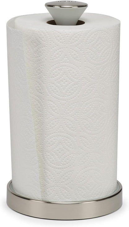 Joseph Joseph Push & Tear Kitchen Roll Holder for Easy Tearing Off (Stone)