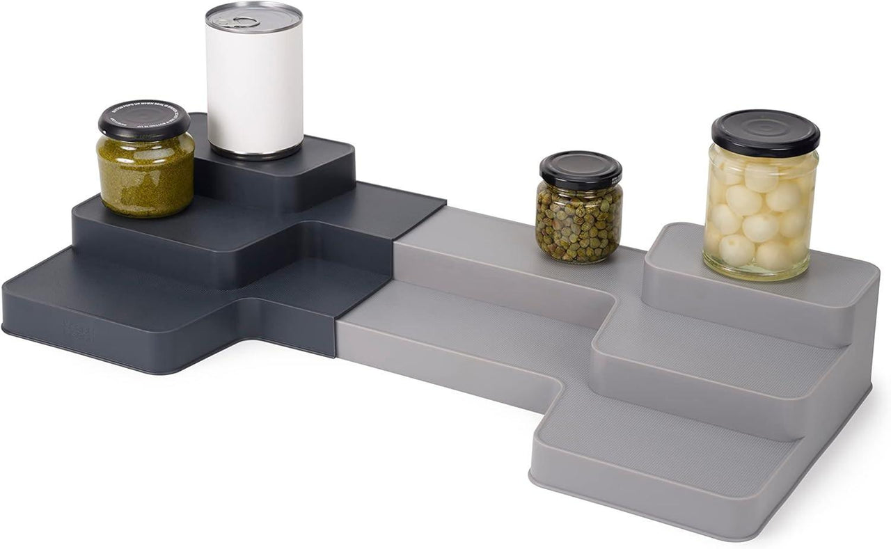 Joseph Joseph CupboardStore Expandable Tiered Kitchen Organiser (Grey) - Vibe Home