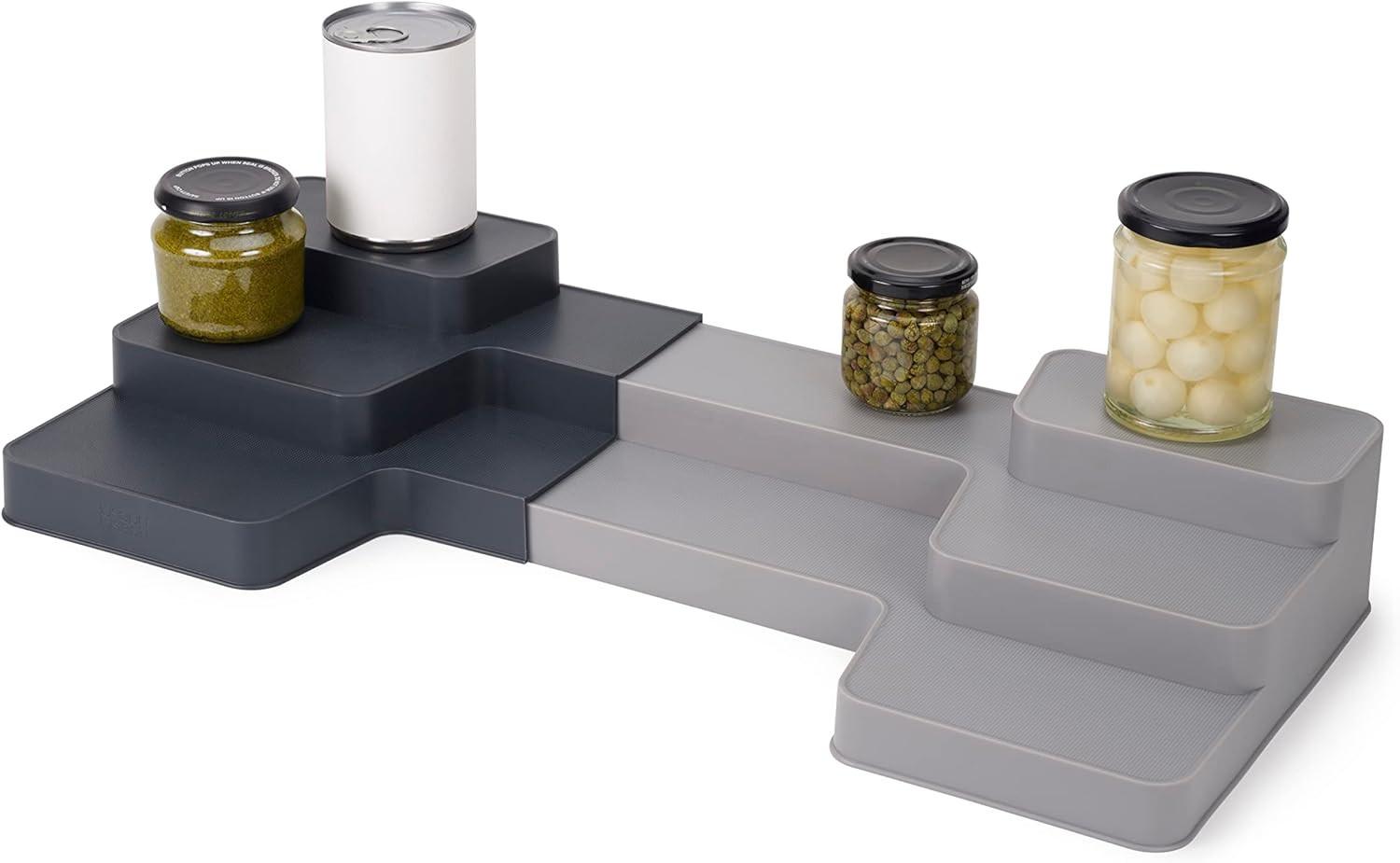 Joseph Joseph CupboardStore Expandable Tiered Kitchen Organiser (Grey) - Vibe Home