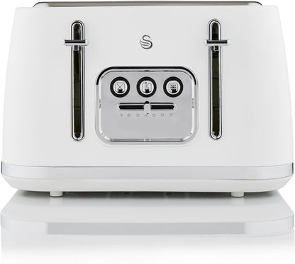 Swan Serenity Kettle & 4 Slice Toaster Kitchen Set (White)