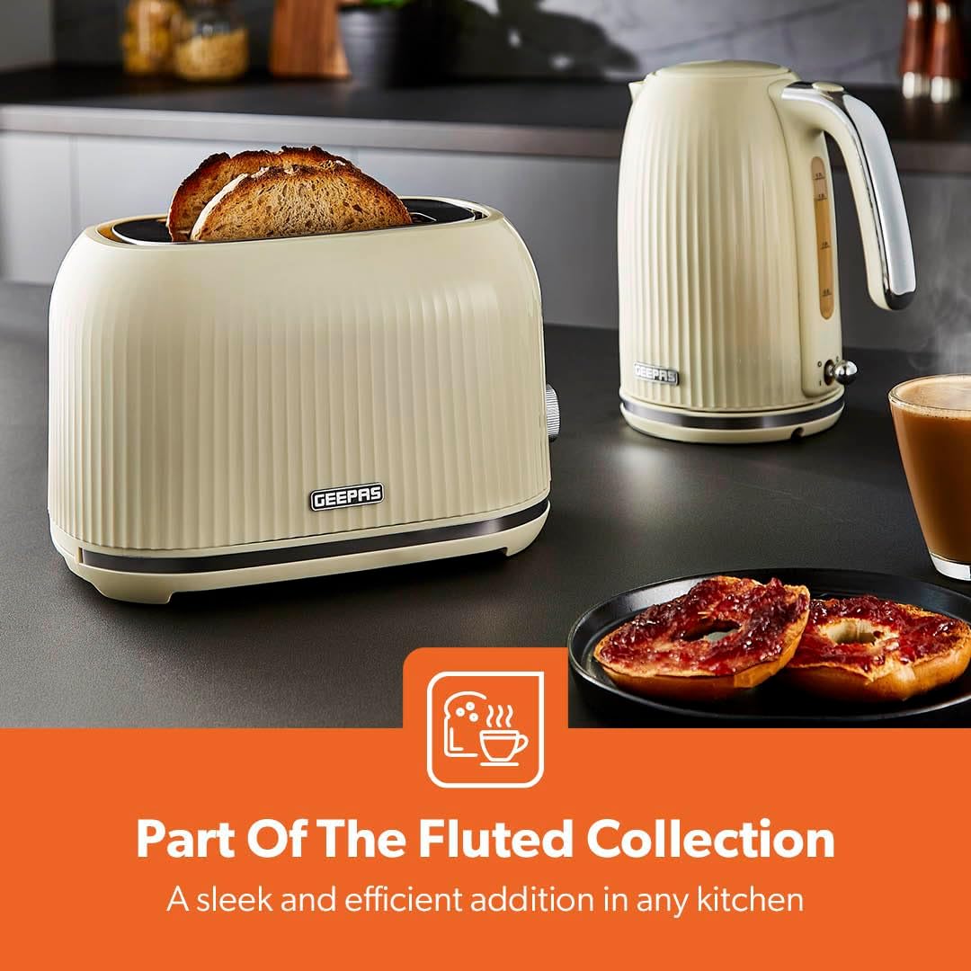 GEEPAS Fluted 2 Slice Toaster GBT36558UK-CR (Cream)