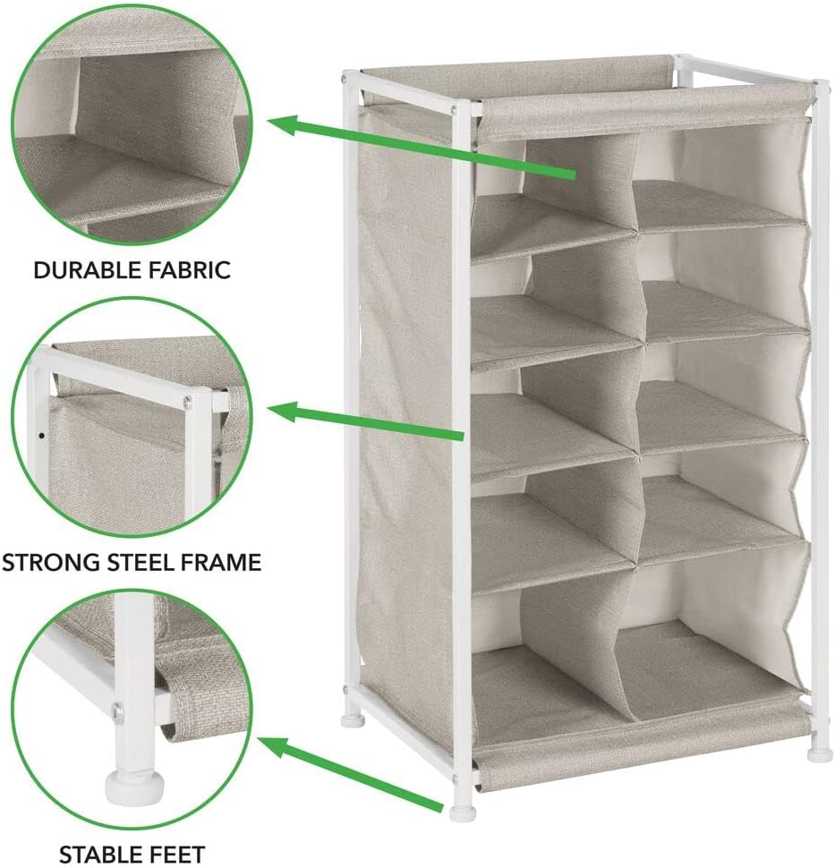 Mdesign Shoe Rack Canvas Hallway Storage Cubes Organiser Unit (Tan)