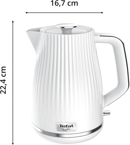 Tefal Loft Kettle & 4 Slice Toaster Matching Kitchen Set (White)