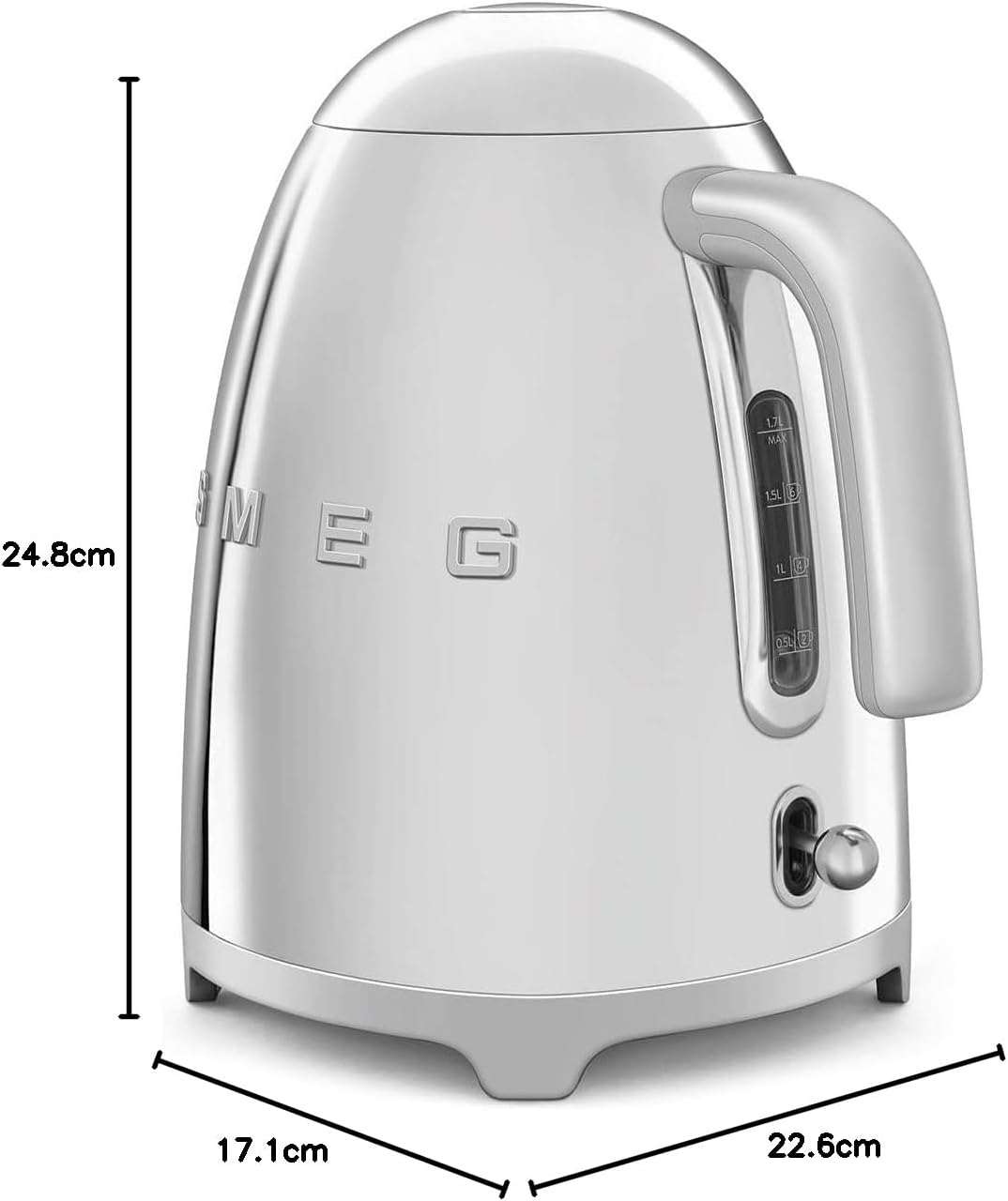 SMEG Stainless Steel Kettle Soft Opening Lid KLF03SSUK (Silver)