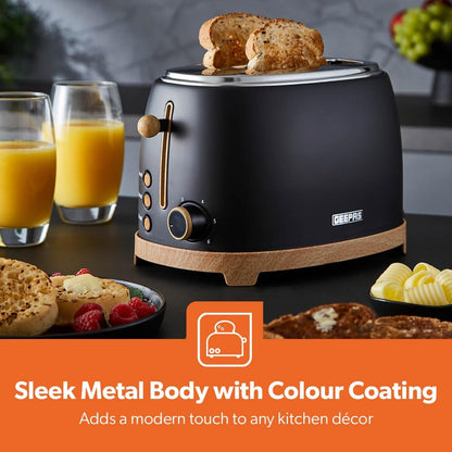 GEEPAS NordiQ 2 Slice Toaster GBT36560UK-BK (Black)