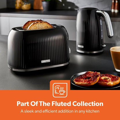 GEEPAS Fluted 2 Slice Toaster GBT36558UK-BK (Black)