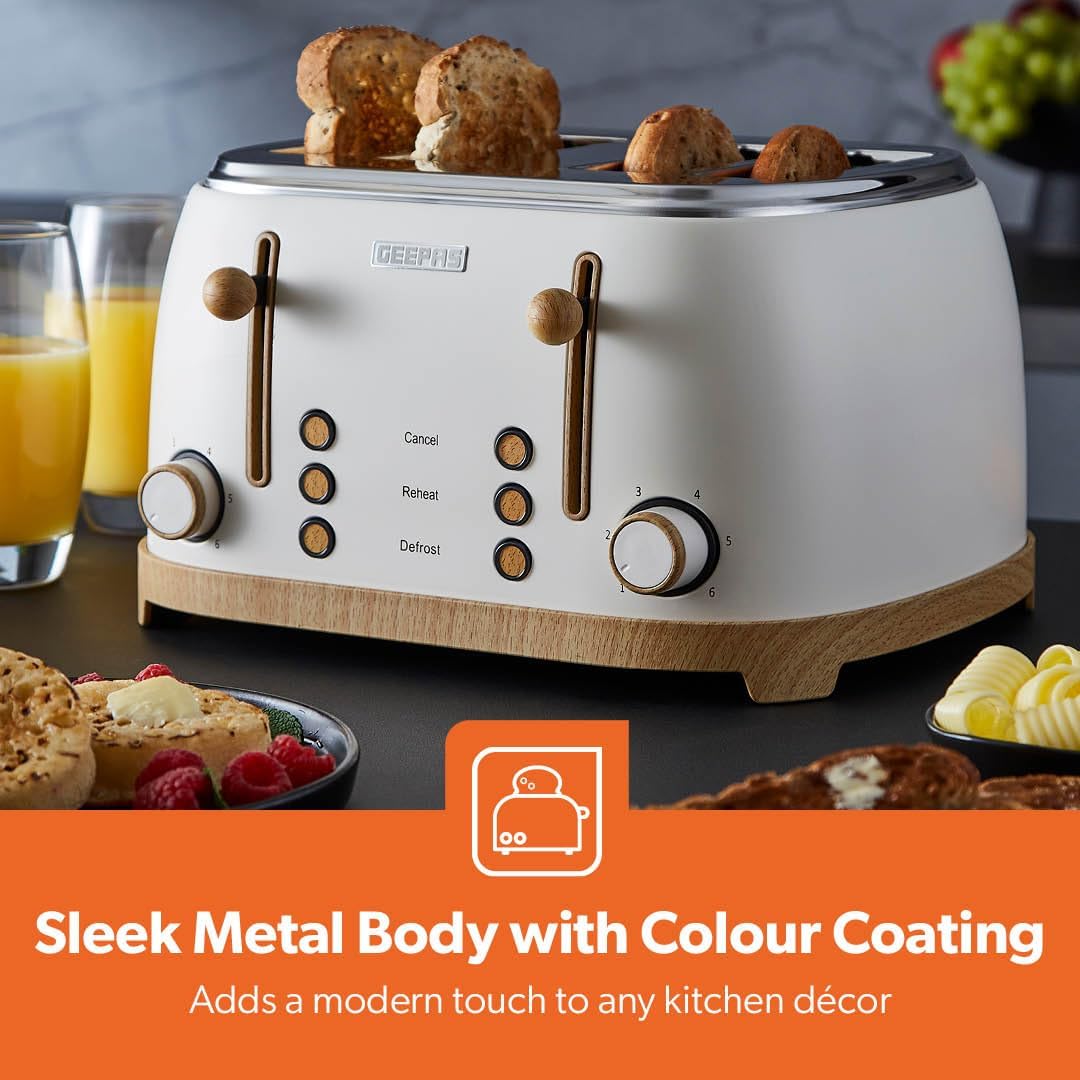 GEEPAS NordiQ 4 Slice Toaster GBT36561UK-CR (Cream)