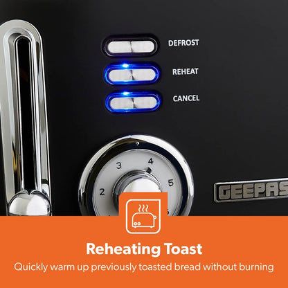GEEPAS Retrovive 4 Slice Toaster GBT36564UK-BK (Vintage Black)