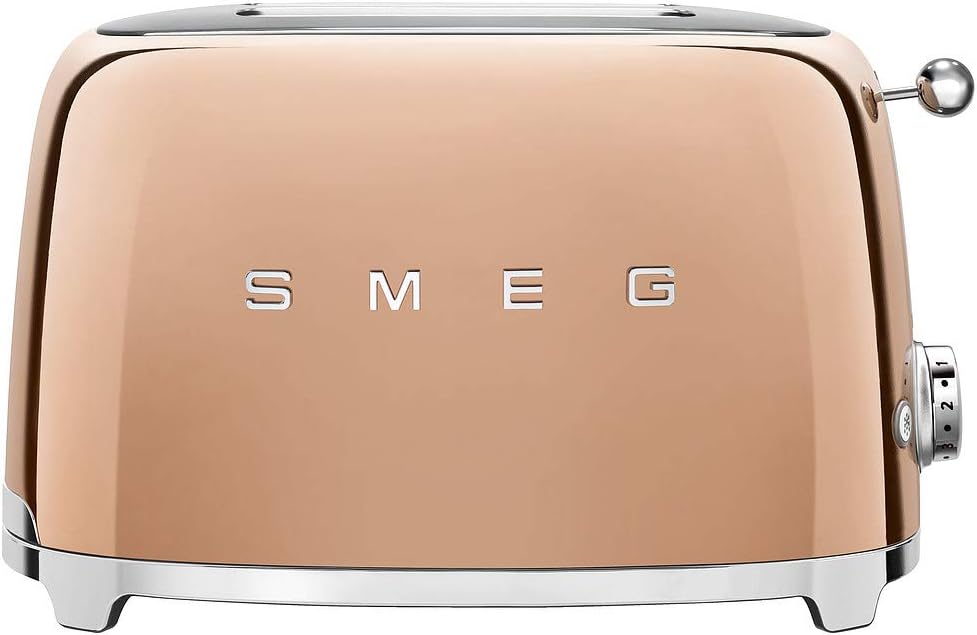 SMEG Rose Gold 2 Slice Toaster Extra Wide Slots Copper TSF01RGUK