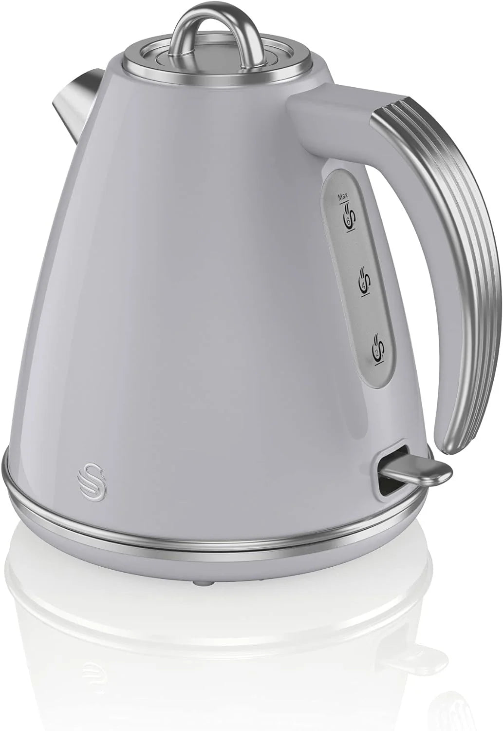 Swan Kettle, 4 Slice Toaster, Bread Bin, Canisters, Towel Pole Kitchen Set  - Grey