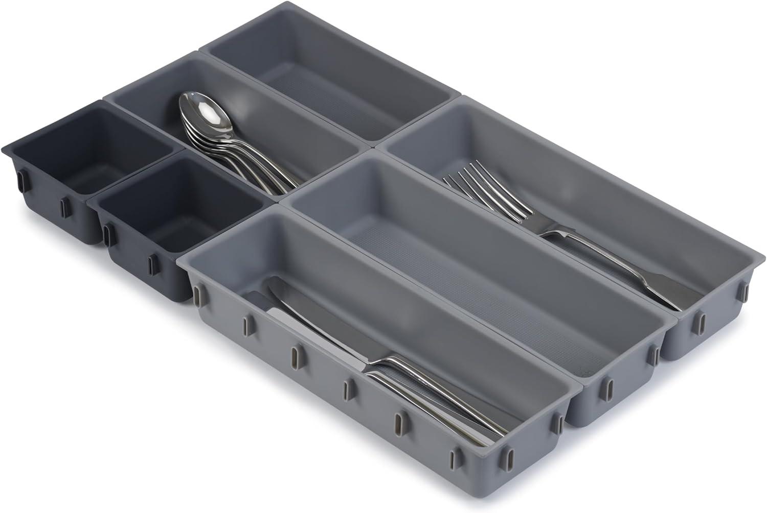 Joseph Joseph Blox 7-piece Grey Plastic Storage Trays Drawer Organiser 85199 - Vibe Home
