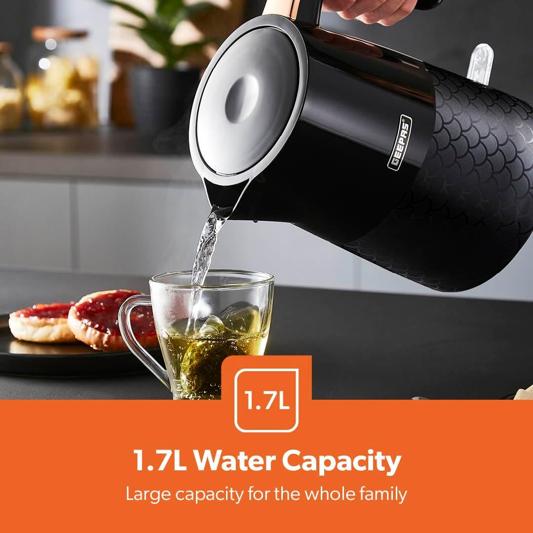 GEEPAS Aurora Kettle GK38076UK-BK (Black & Rose Gold)
