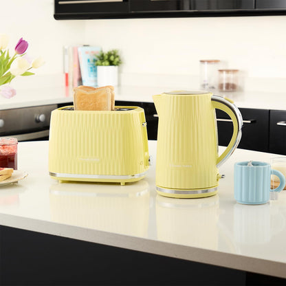 Russell Hobbs Eden Kettle & Toaster Kitchen Textured Set (Lemon Yellow)