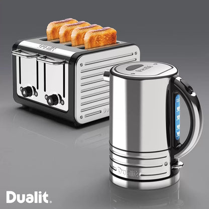 Dualit Architect Kettle & 4 Slice Toaster Matching Kitchen Set (Black Trim)