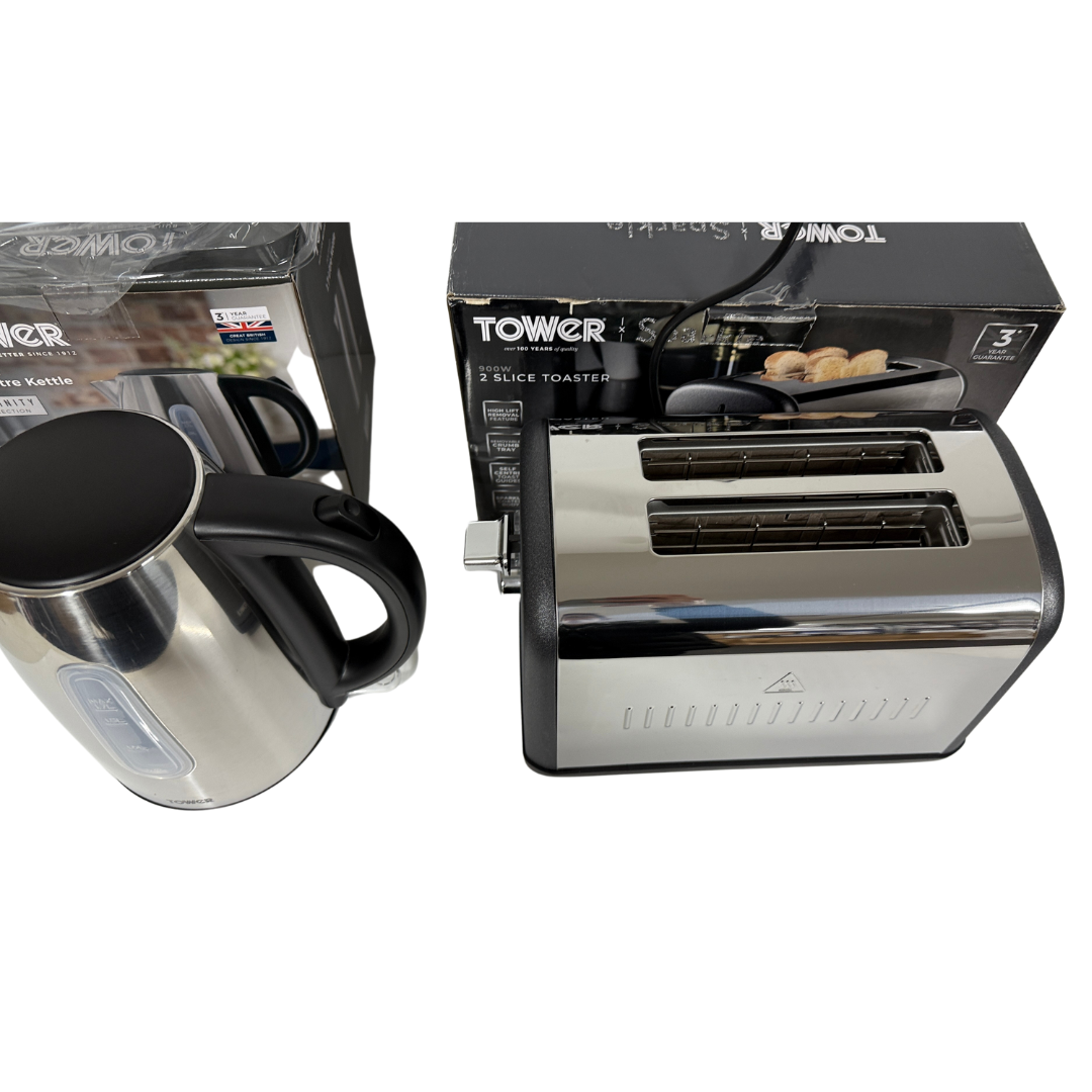 Tower Infinity Kettle & 2 Slice Toaster Kitchen Set (Black Sparkle)