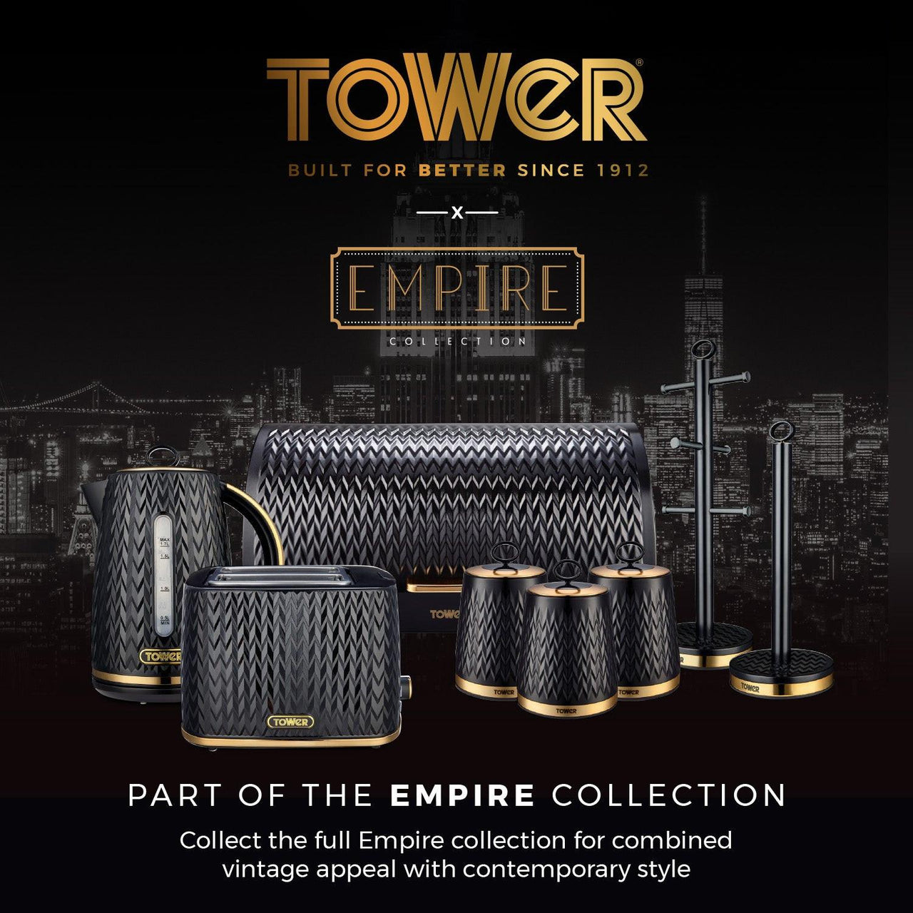 Tower Empire mug tree and matching mugs display with countertop cup holders