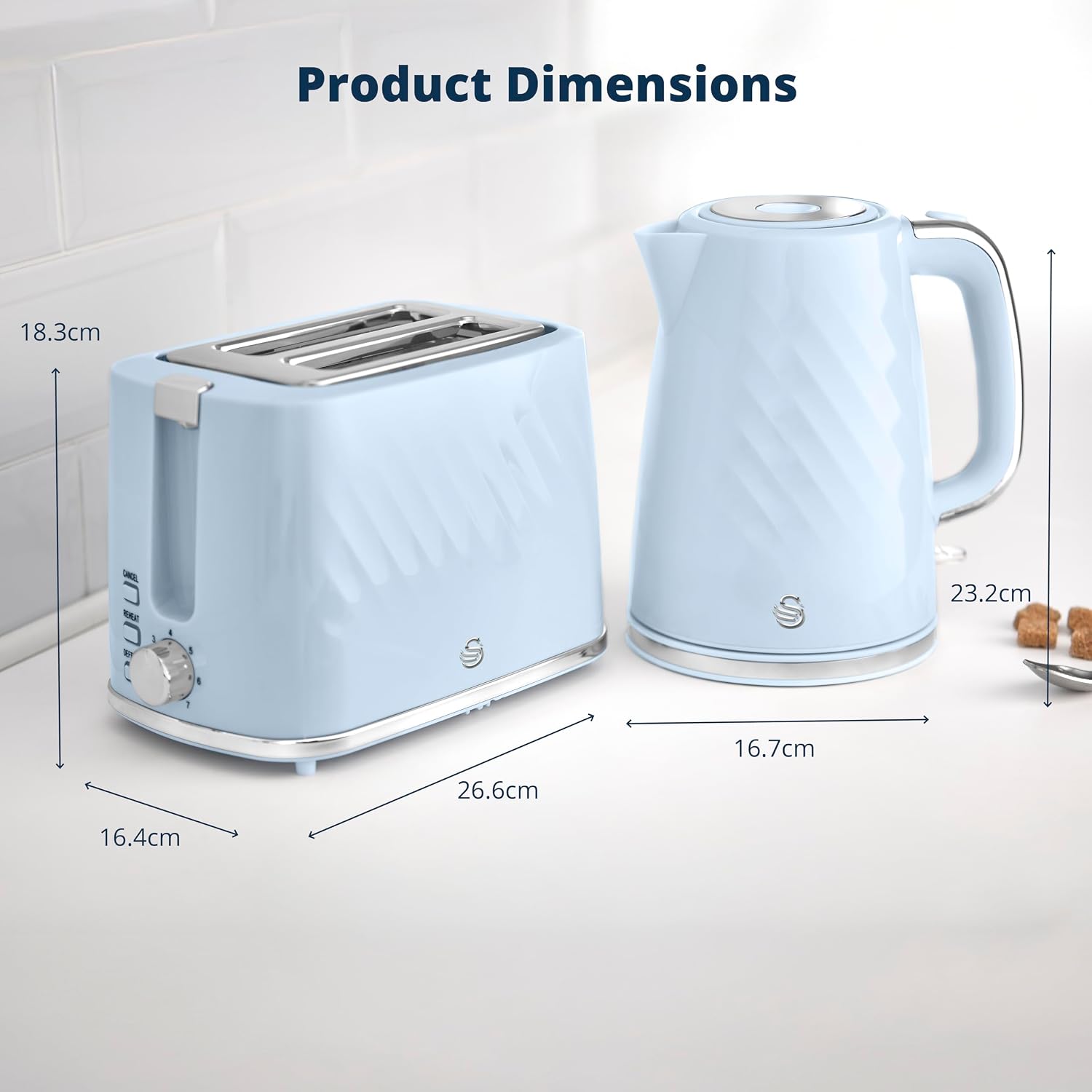 Swan Windsor Breakfast Essentials Bundle Kettle and Toaster Baby Blue EEJB431