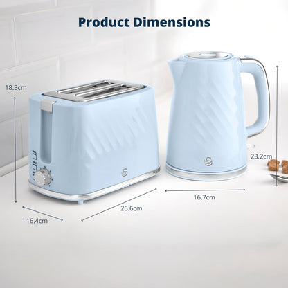 Swan Windsor Breakfast Essentials Bundle Kettle and Toaster Baby Blue EEJB431