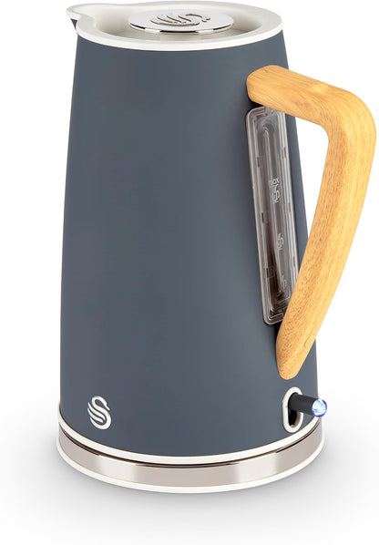 Swan Nordic Jug Kettle, 2 Slice Toaster & Microwave Kitchen Set (Grey)