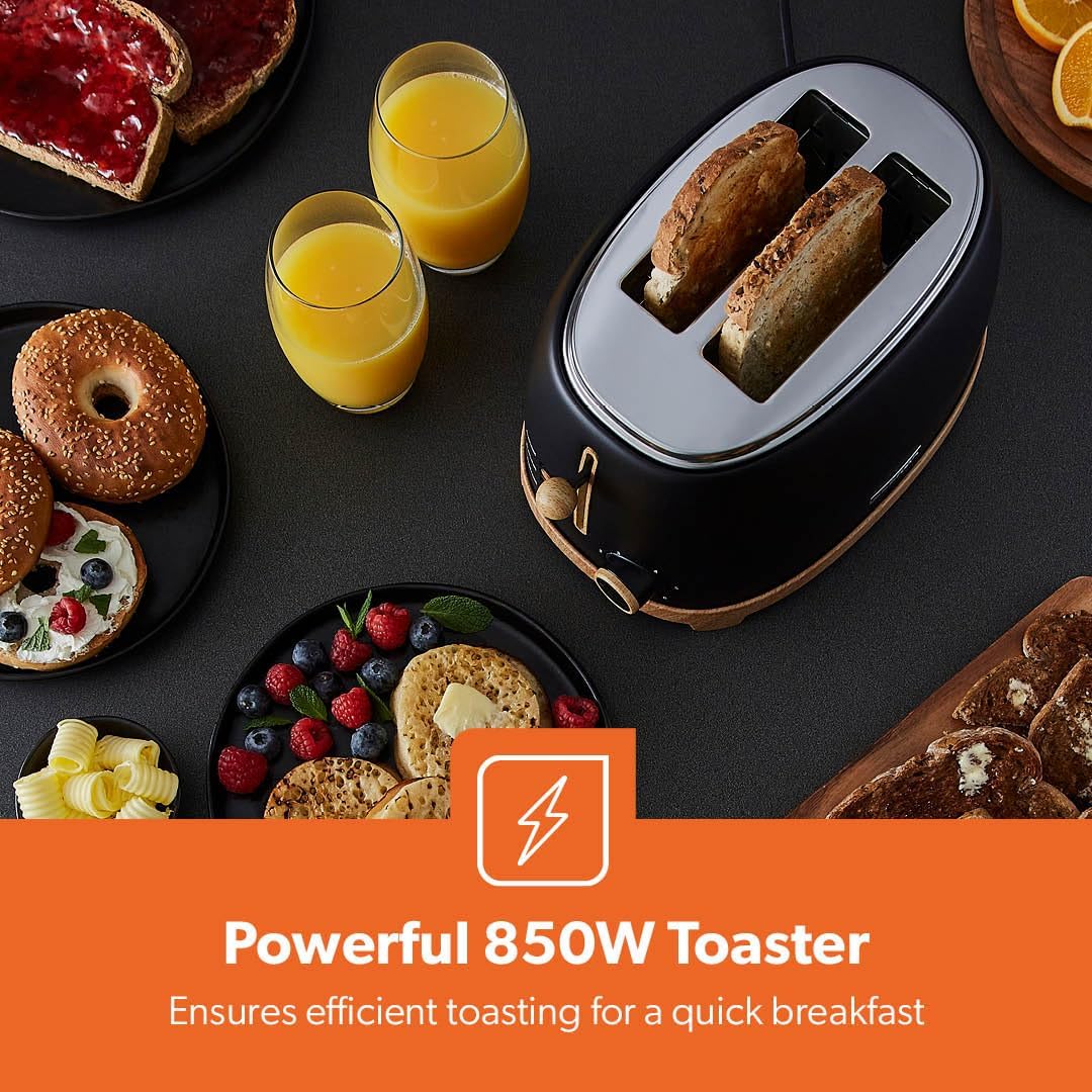 GEEPAS NordiQ 2 Slice Toaster GBT36560UK-BK (Black)
