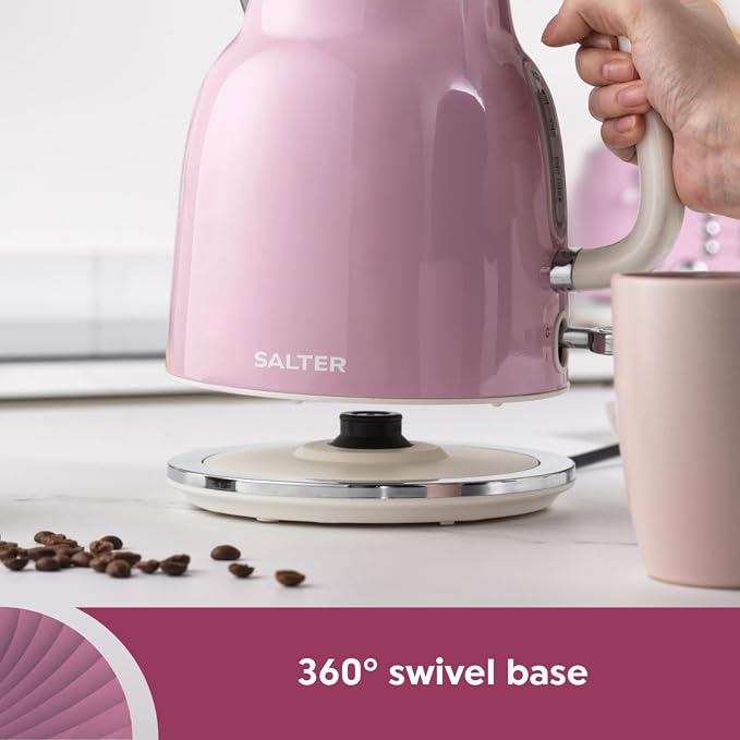 Salter Salter Retro Kettle, 2 Slice Toaster & Canisters Kitchen Set (Pink)