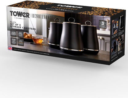 Tower Renaissance Kitchen Canisters Set T826176BLK (Black)