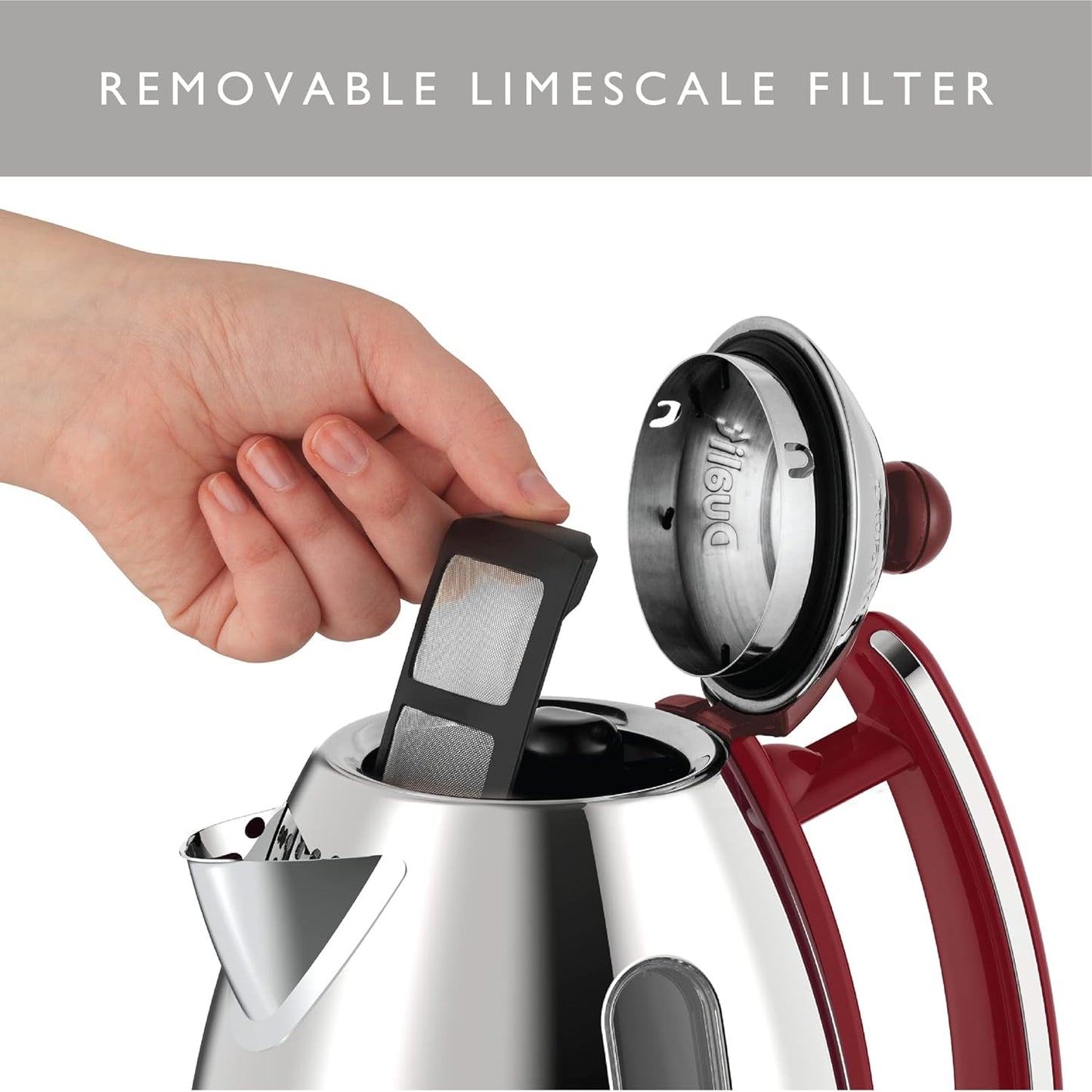 Dualit Lite Kettle with Fast Boiling Technology 72001 (Red Trim)