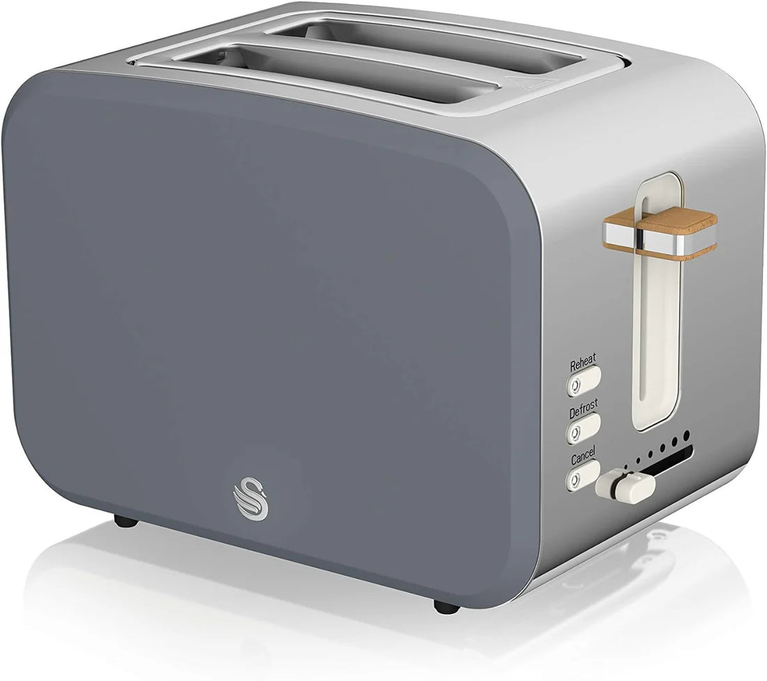 Swan Nordic Grey Kitchen Set - Kettle, 2 Slice Toaster & Canisters