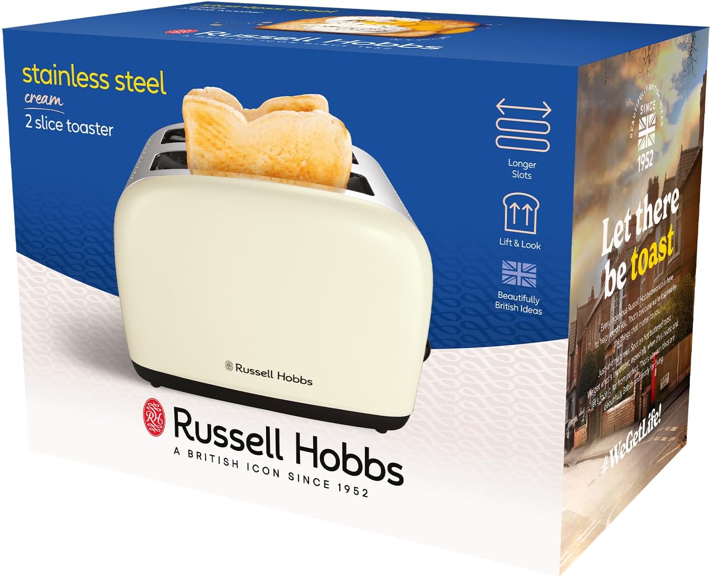 Russell Hobbs Classic 2 Slice Toaster Steel 26551 - Cream