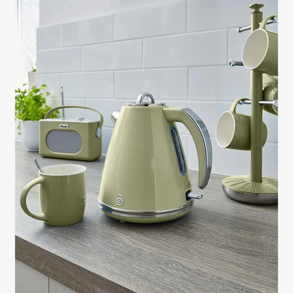 Swan Retro Green Kitchen Set Kettle, Toaster, Canisters, Mug Tree, Towel Holder