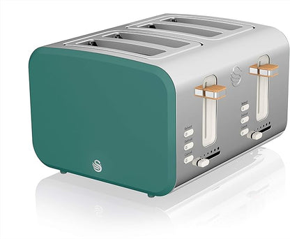 Swan Nordic 4 Slice Toaster with Wood Effect Accents ST14620GREN (Green)