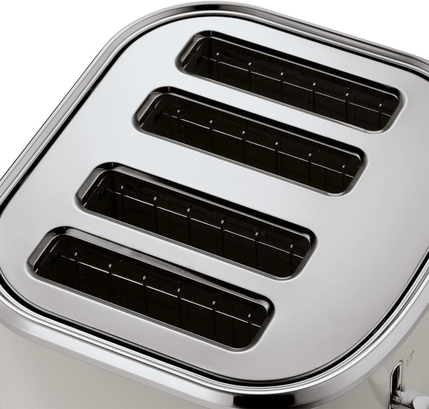 Mocha 4-slice toaster top view with four wide bread slots