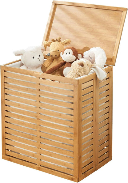 mDesign Laundry Basket Foldable Clothes Storage Natural Bamboo