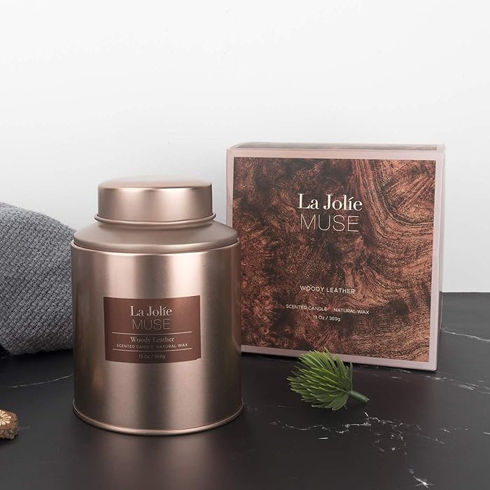 La Jolie Muse Luxury Scented Candles (Wooden Pine/Caramel/Woody Leather)