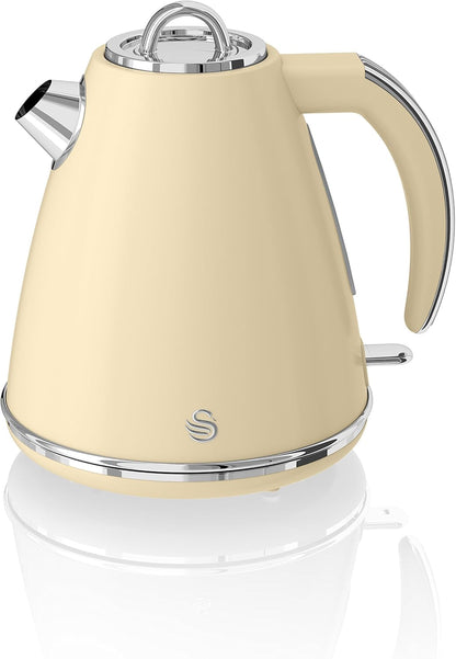 Swan Retro Kettle & 4 Slice Toaster Kitchen Set (Cream)