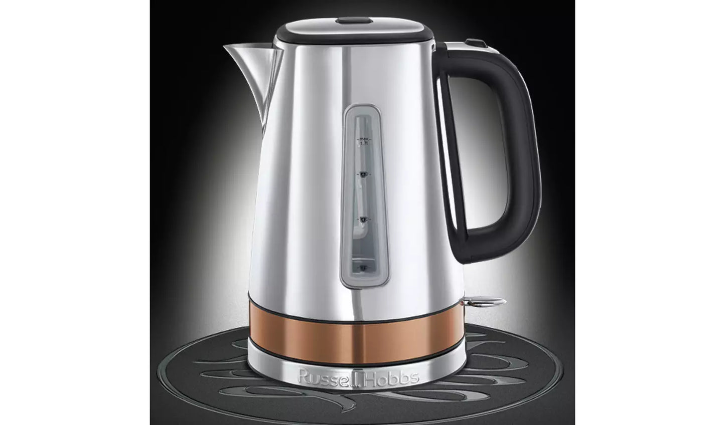 Russell Hobbs Luna Jug Kettle & 2 Slice Long Slot Toaster Kitchen Set (Copper) - Vibe Home