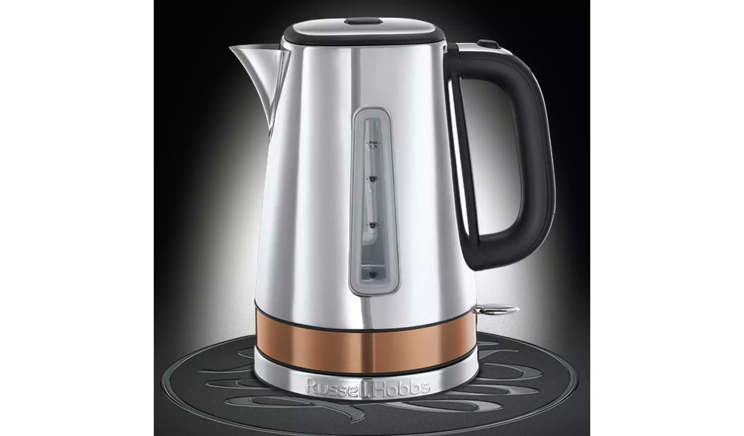 Russell Hobbs Luna Jug Kettle & 2 Slice Long Slot Toaster Kitchen Set (Copper) - Vibe Home