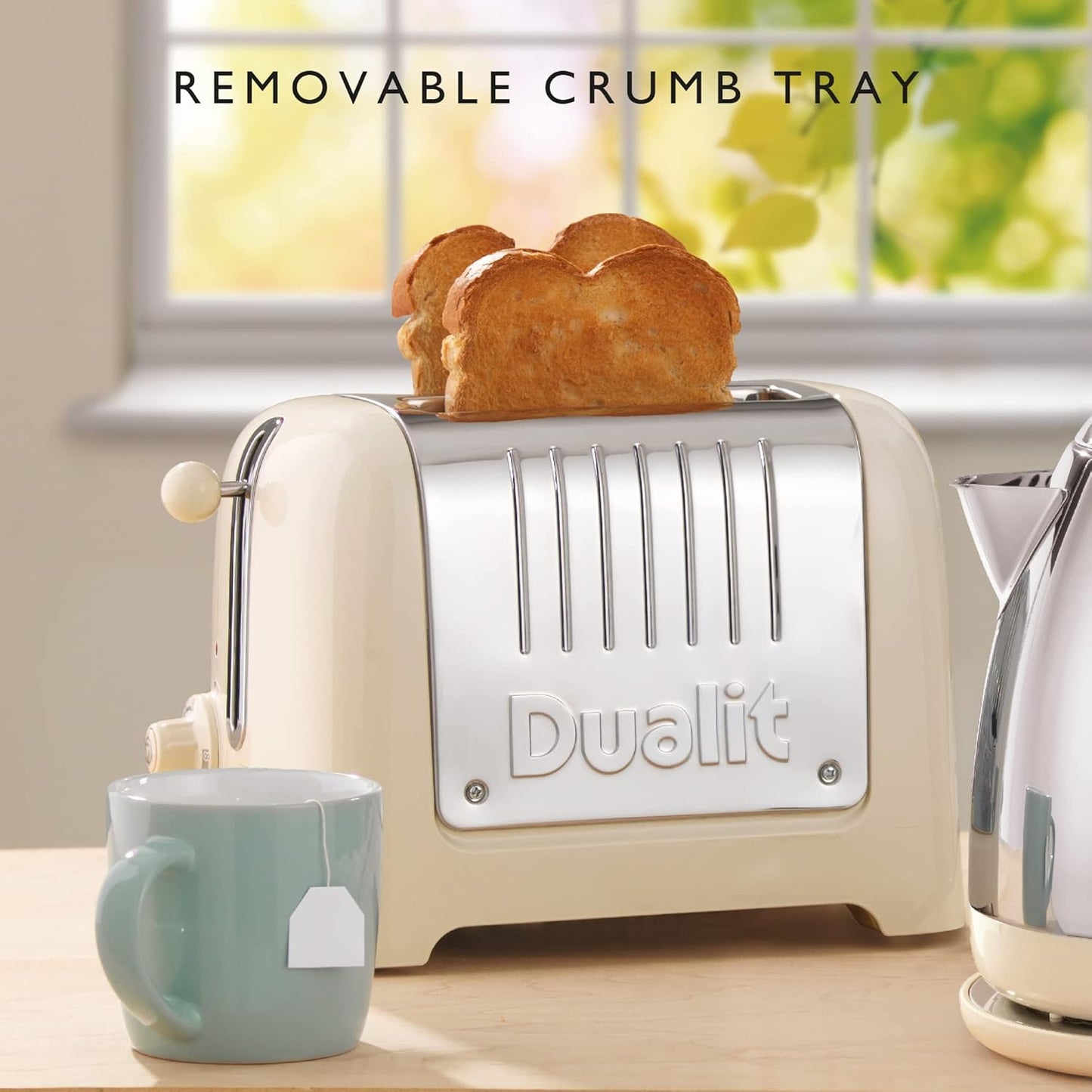 Dualit Lite Jug Kettle & 2 Slice Toaster Matching Kitchen Set (Canvas White Trim)