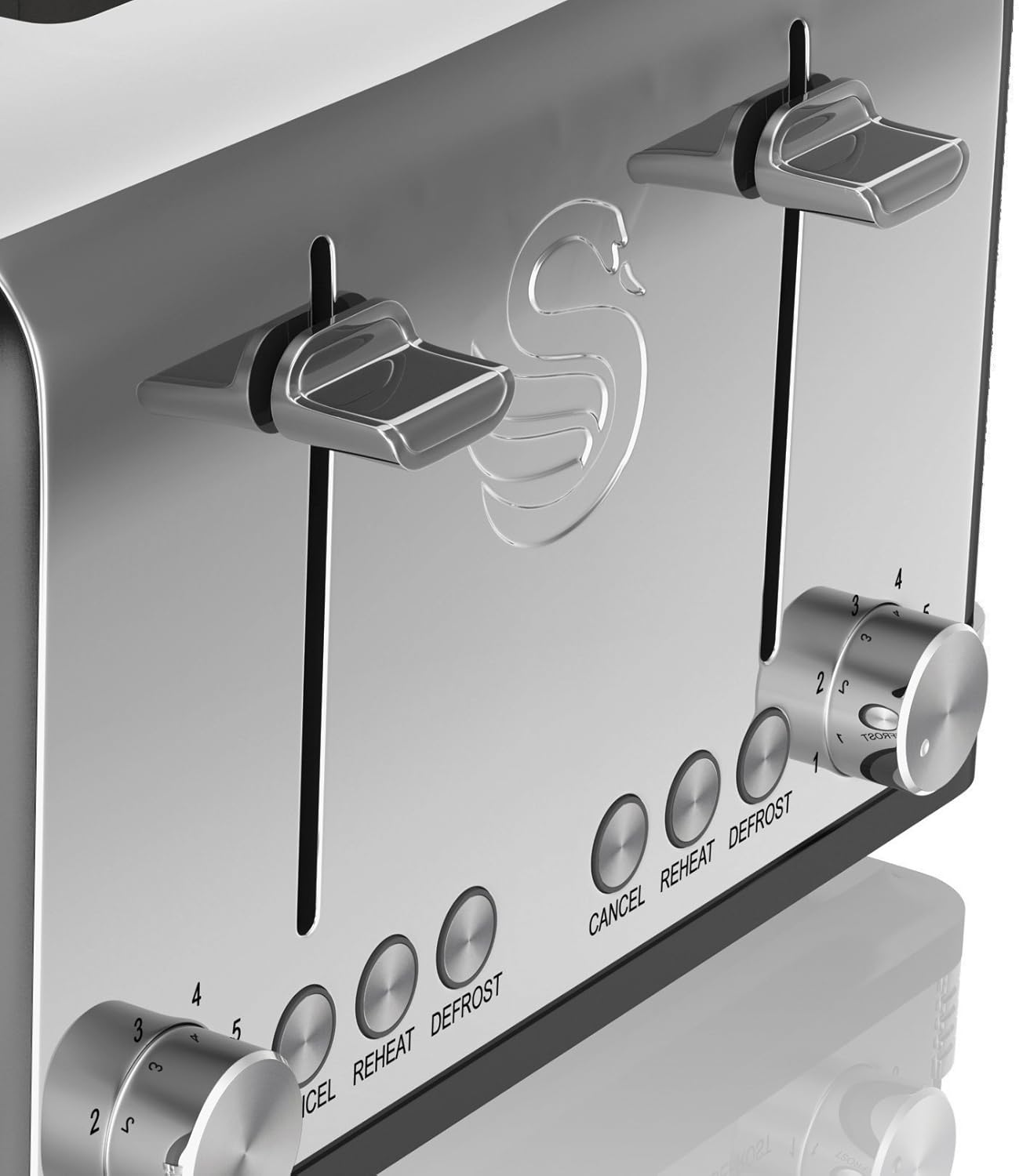 Swan Black 4 Slice Toaster Wide Slots Stainless Steel Retro Black ST19020BN