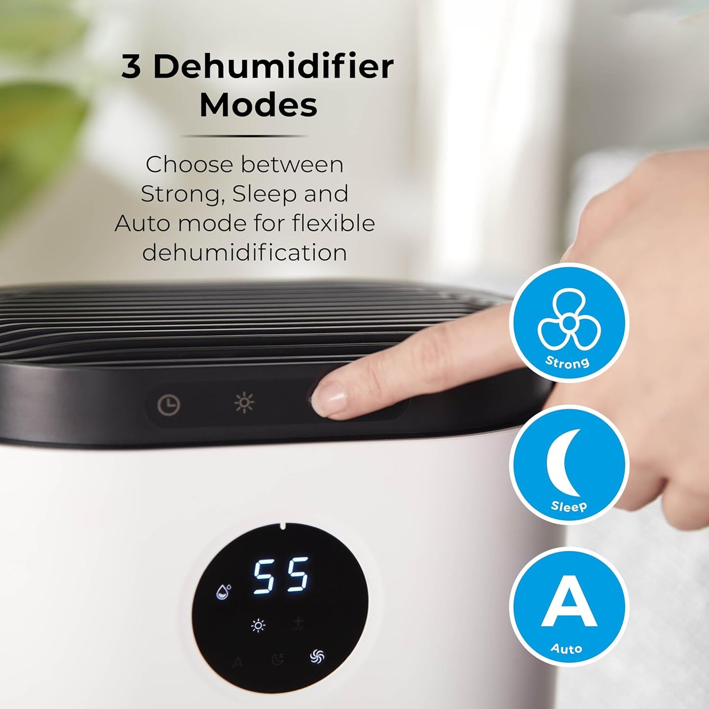 Tower Dehumidifier Removes Damp with Light & Timer White T674005