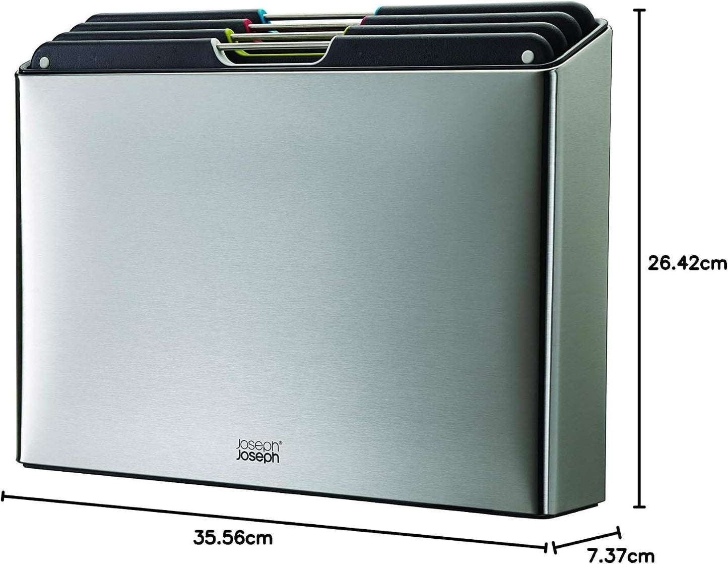 Joseph Joseph Folio 4-Piece Colour-Coded Chopping Board Set, Stainless-Steel Case, Large | 60170